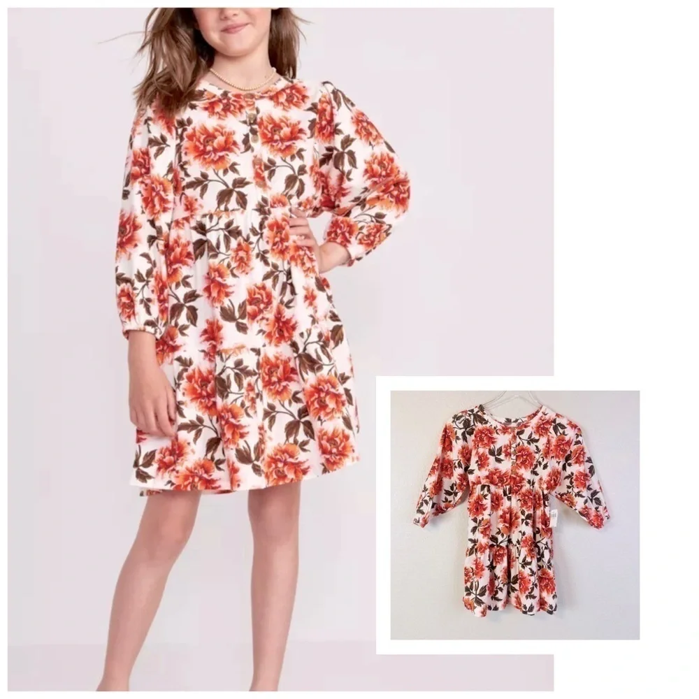 Old Navy Floral Long Sleeve Tiered Dress Size S 6/7